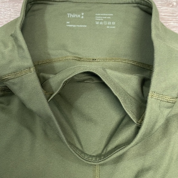 Thinx Moderate Absorbency Activewear Leggings High Rise Pockets Kale Green M - Picture 13 of 15